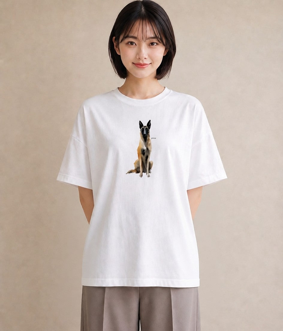 Tシャツ レディース ジャーマンシェパード 犬 いぬ イラスト 上品 送別ギフト 通勤 白T
