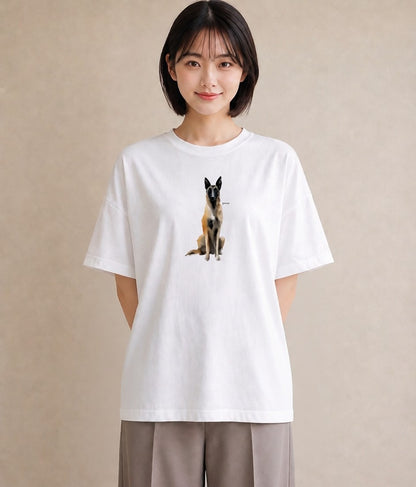 Tシャツ レディース ジャーマンシェパード 犬 いぬ イラスト 上品 送別ギフト 通勤 白T