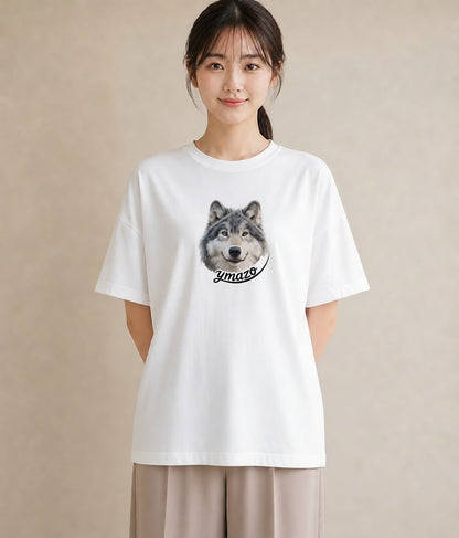 プリントTシャツ レディース シベリアンハスキー 犬 いぬ イラスト 北欧風 綿100 デート 白T
