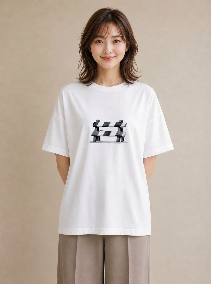プリントTシャツ レディース 桟橋 水辺 波止場 ナチュラル アンティーク イラスト 手描き風 おしゃれギフト 社会人 白T