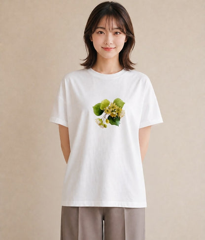 グラフィックTシャツ レディース クローバー 四つ葉 花 花柄 イラスト 韓国風 お揃い 親子 白T