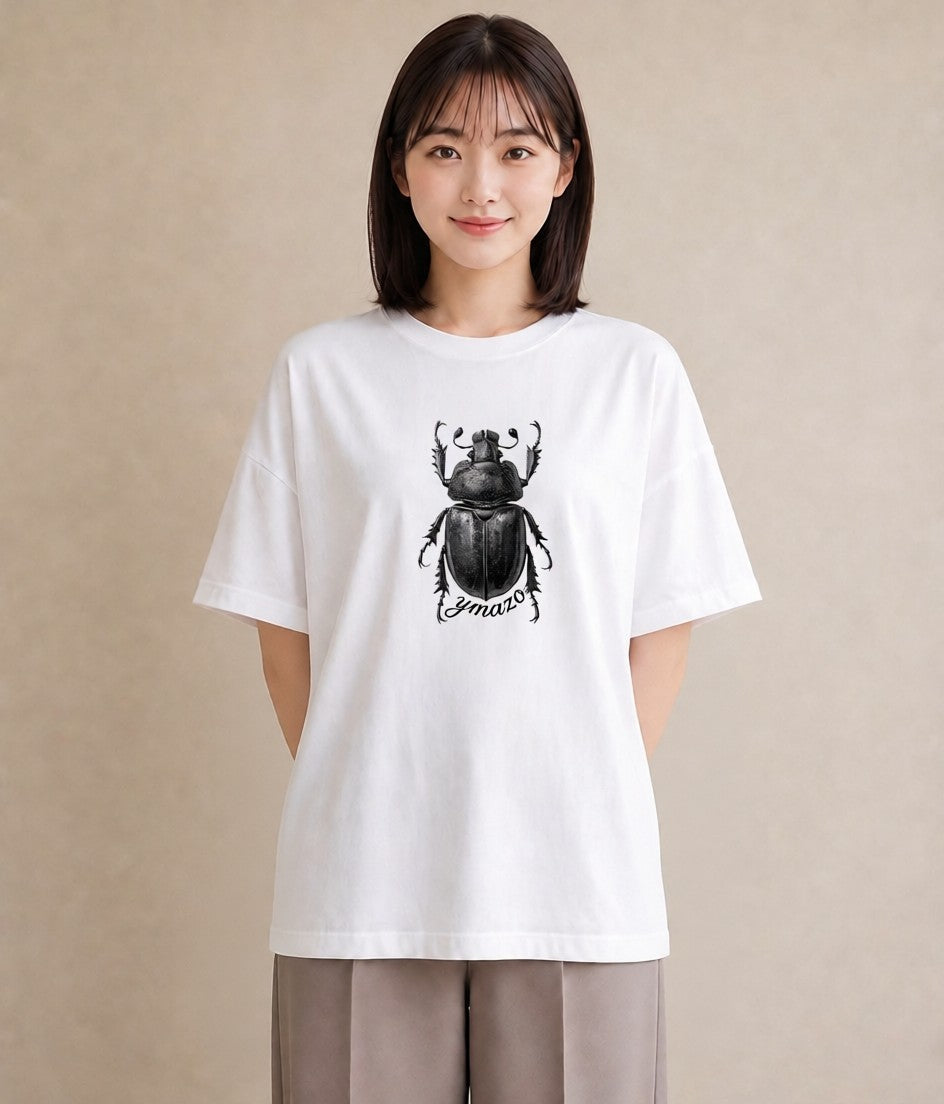 Tシャツ レディース クワガタ 昆虫 虫 イラスト ゆるコーデ 綿100 デート 白T