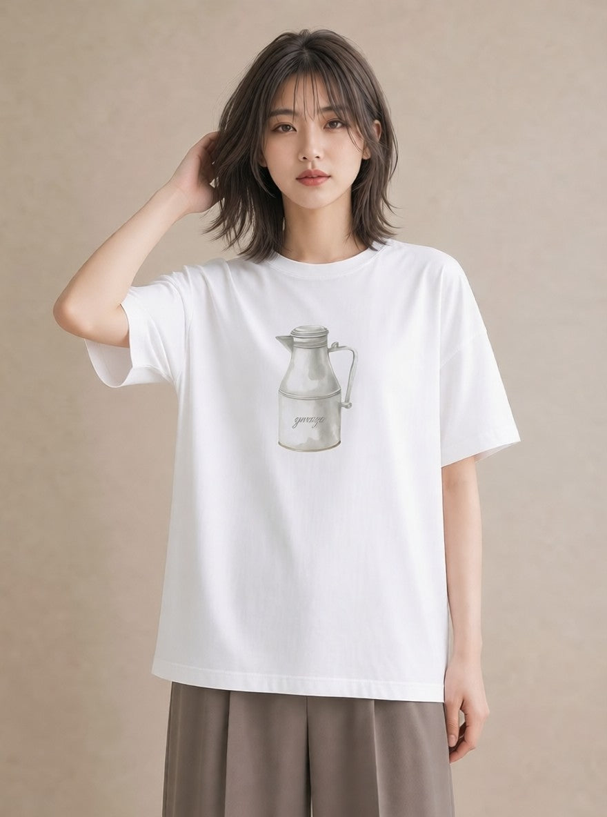Tシャツ レディース はちみつ 食べ物 フード イラスト 散歩 お出かけ 白T
