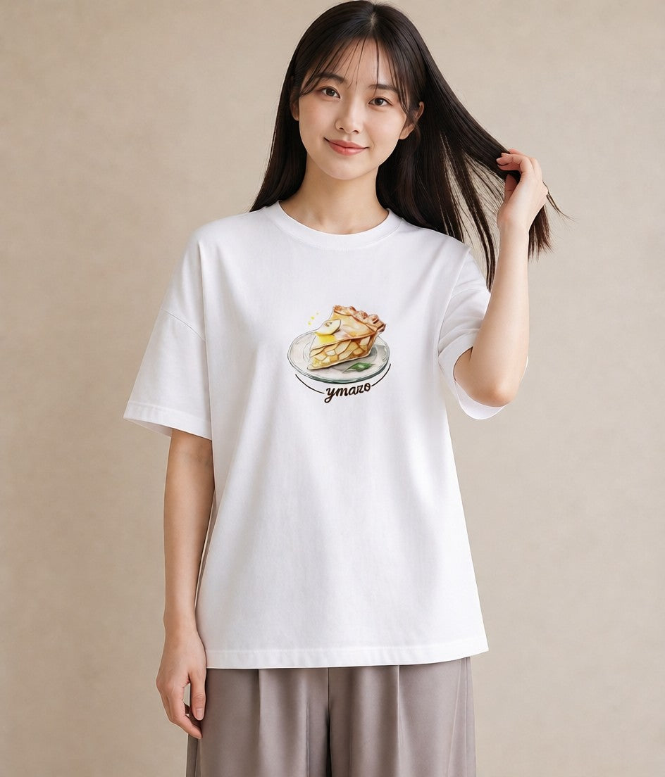 半袖Tシャツ レディース クロワッサン 食べ物 フード イラスト 抜け感 お出かけ 普段着 白T