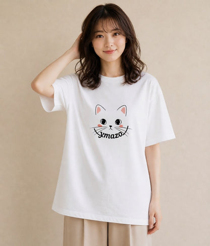 デザインTシャツ レディース 猫 ねこ ネコ イラスト ポップ 綿100 デート 白T
