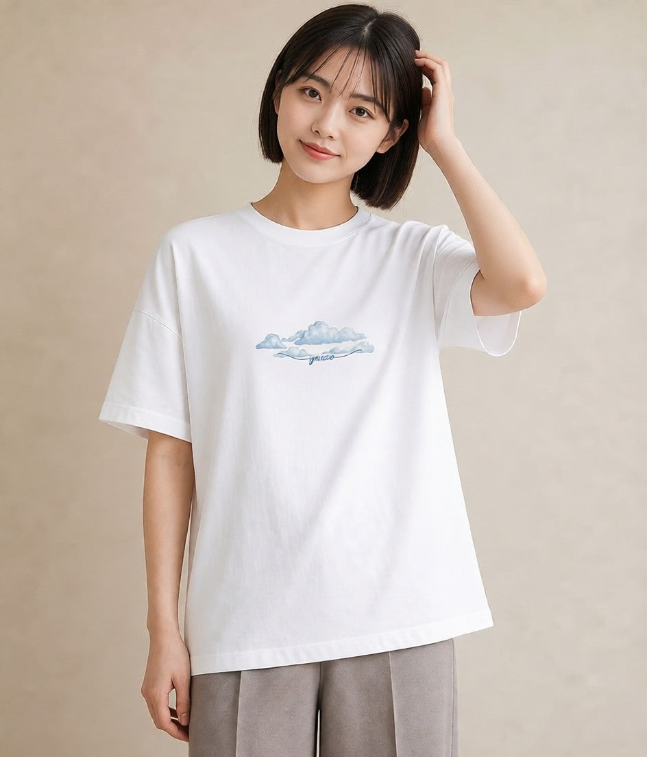 Tシャツ レディース 空 星空 宇宙 イラスト ナチュラル 普段着 週末コーデ 白T
