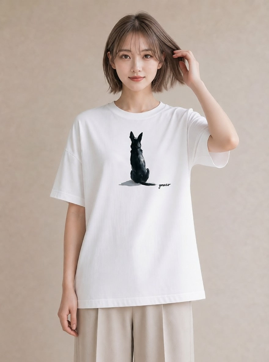 デザインTシャツ レディース 老犬 犬 いぬ イラスト モード お揃い 親子 白T