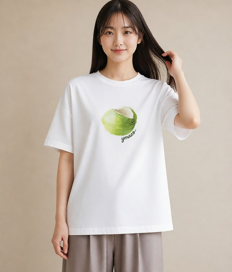 デザインTシャツ レディース パイナップル 食べ物 フード イラスト 線画 女子会 お揃い 白T
