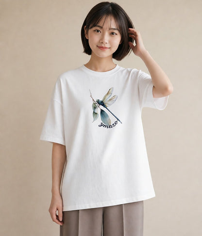 グラフィックTシャツ レディース ホタル 昆虫 虫 イラスト ボタニカル カジュアルコーデ 買い物 白T