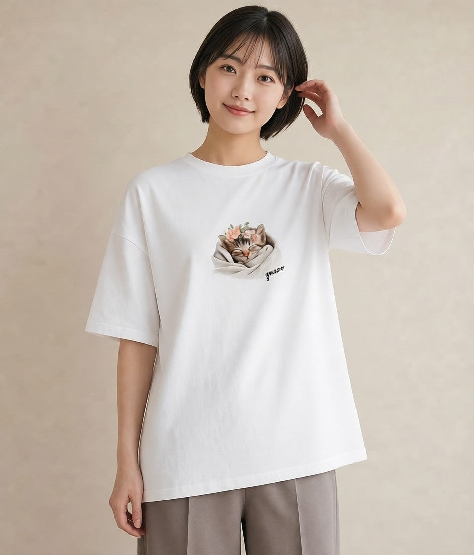 デザインTシャツ レディース 愛猫 猫 ねこ イラスト シック 女子会 お揃い 白T