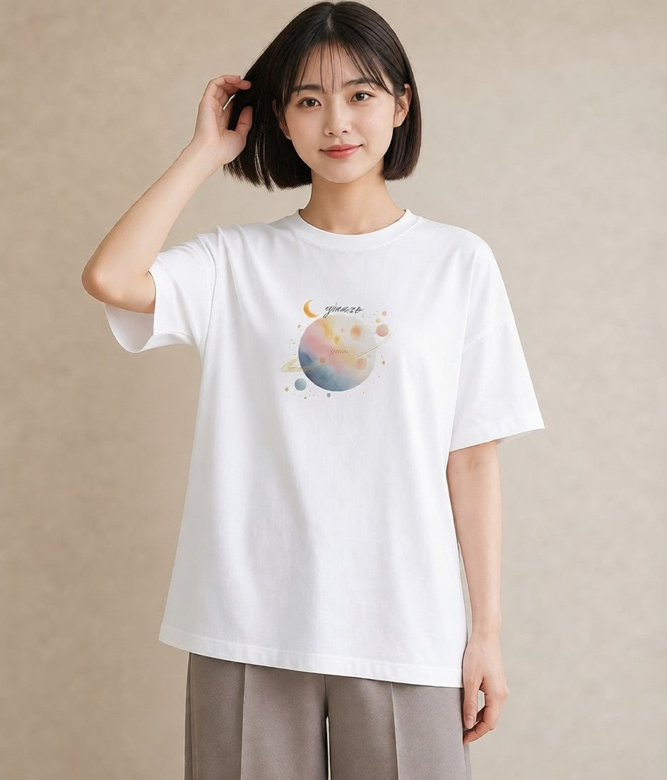 プリントTシャツ レディース 牡牛座 星空 宇宙 イラスト カフェコーデ 綿100 デート 白T