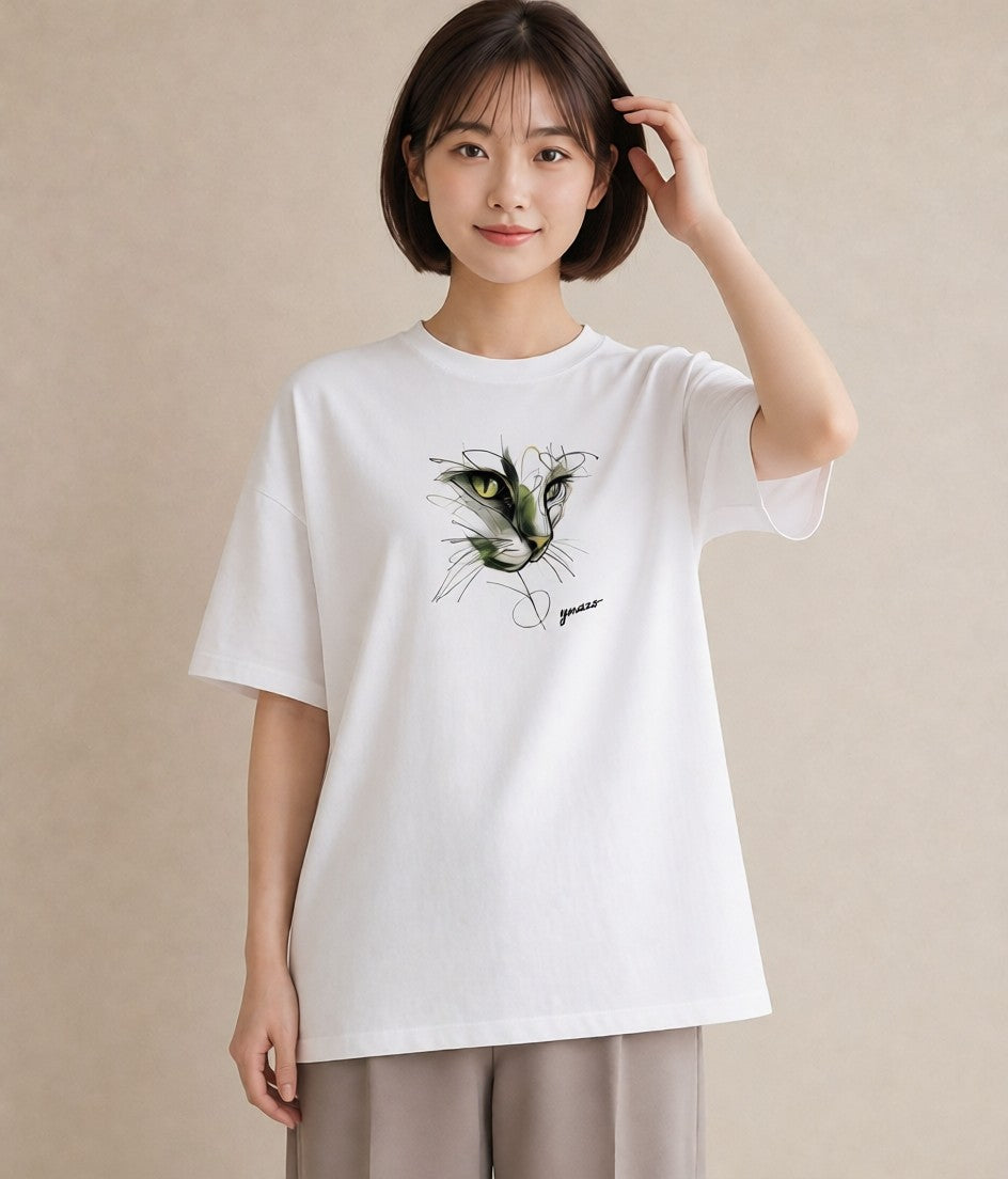 グラフィックTシャツ レディース スフィンクス 猫 ねこ イラスト きれいめ ルームウェア ギフト 白T