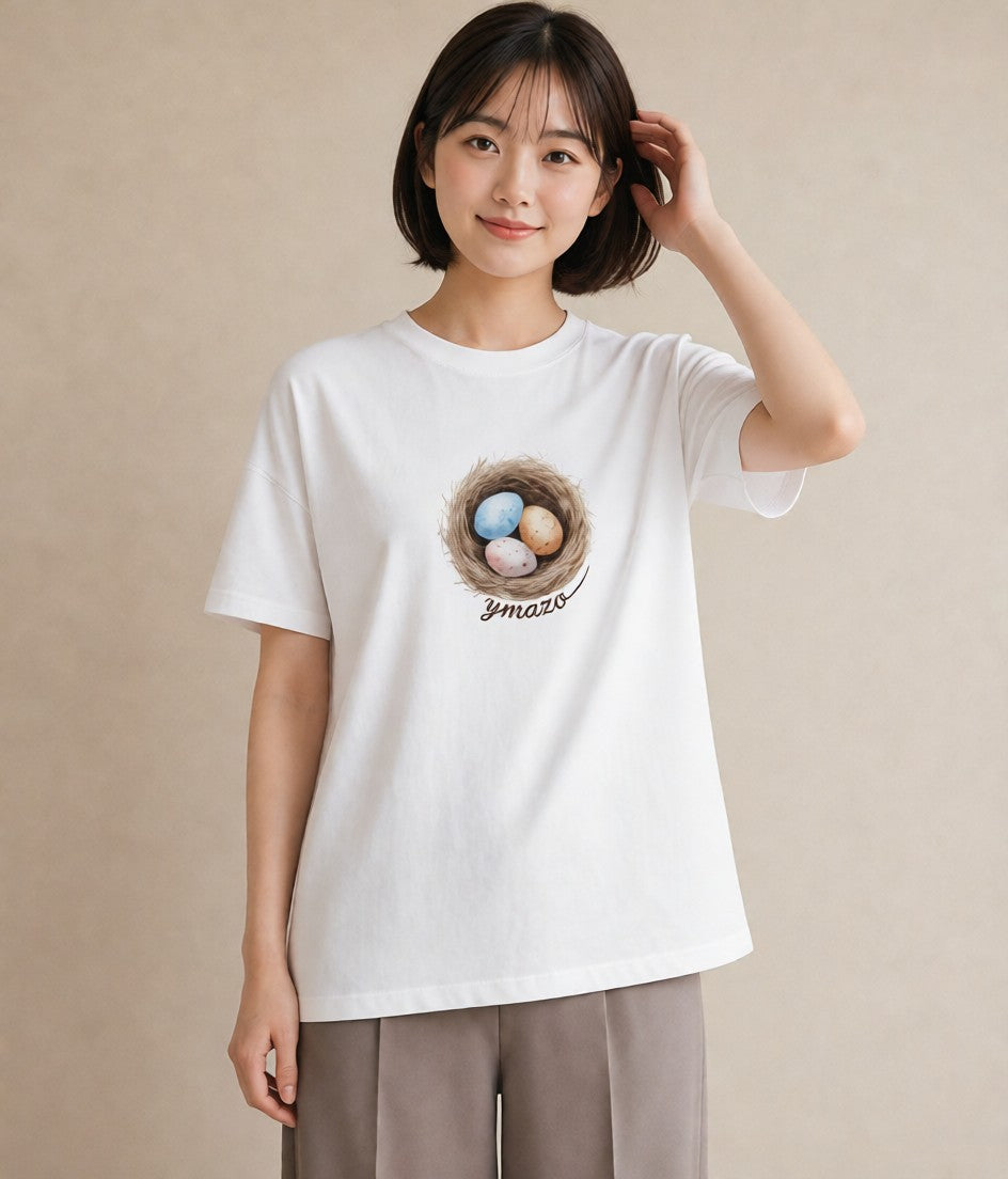 プリントTシャツ レディース たまご 食べ物 フード イラスト ゆるかわ ホワイトデー 春服 白T