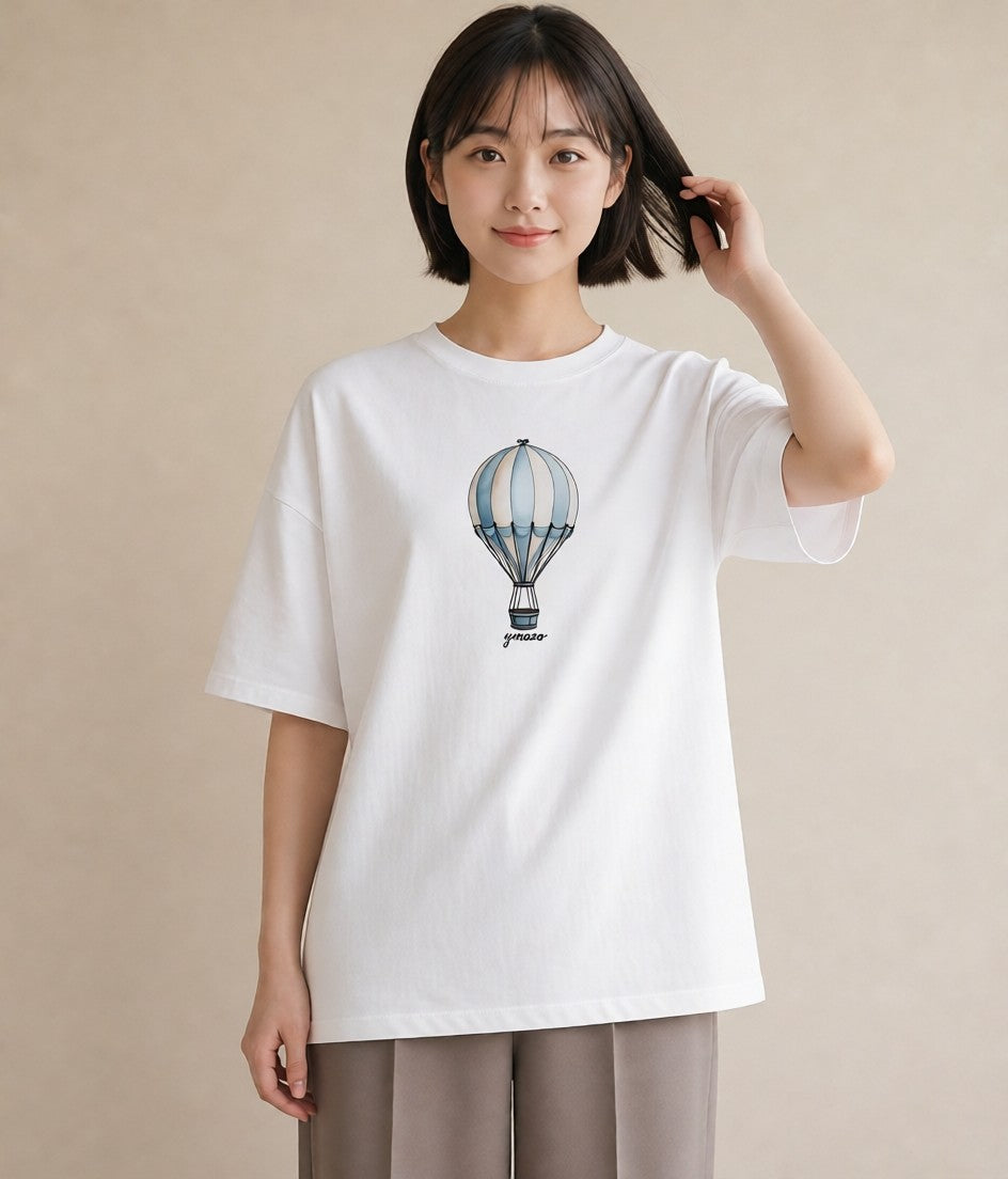 半袖Tシャツ レディース 紙風船 和紙 ナチュラル アンティーク イラスト 線画 ギフト 母の日 白T