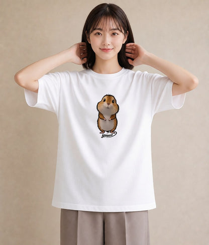 半袖Tシャツ レディース キンクマハムスター ペット 動物 イラスト 上品 親子 20代 白T