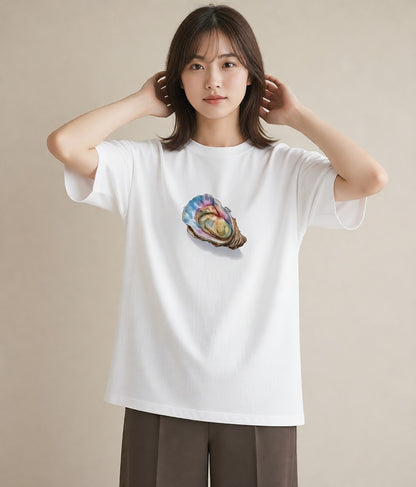 Tシャツ レディース 貝 海の生き物 海 イラスト アート風 旅行用 白T