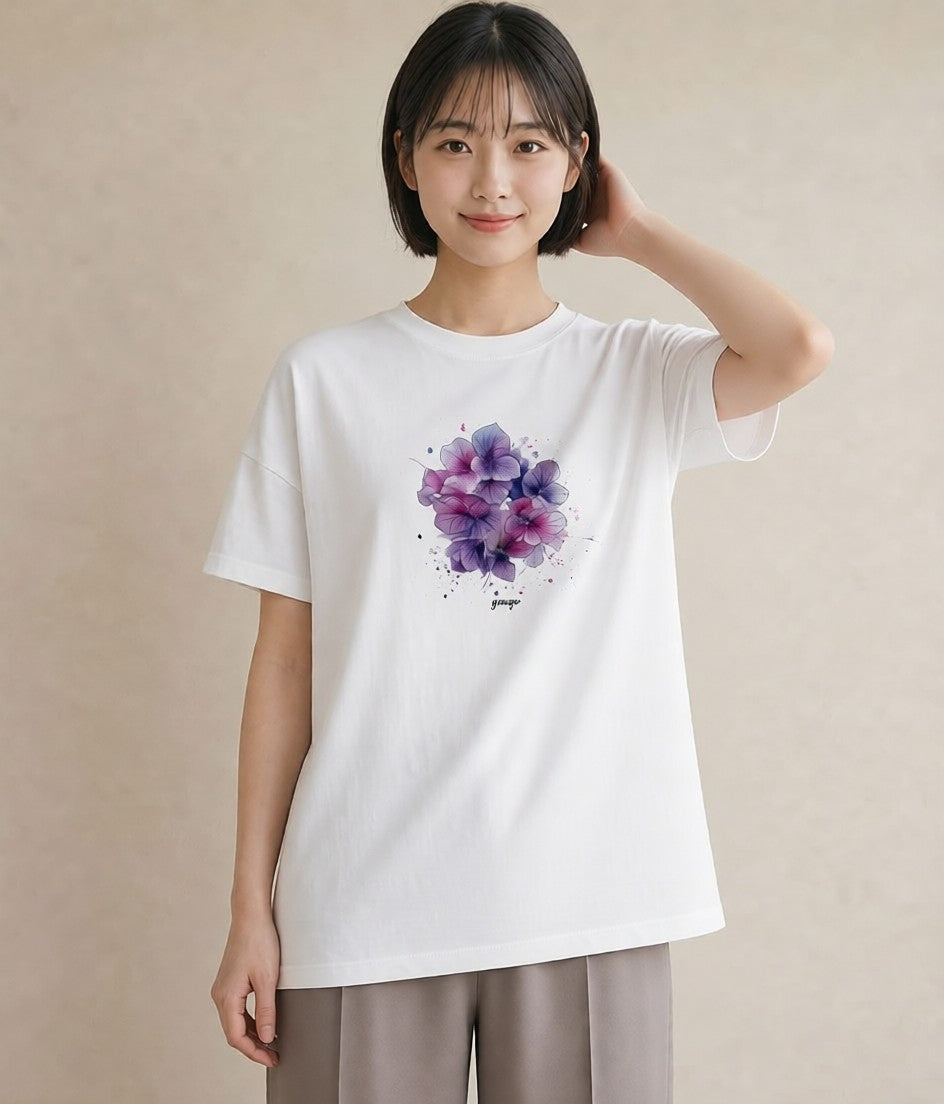 グラフィックTシャツ レディース パンジー 花 花柄 イラスト シンプル 母娘コーデ 自分用 白T