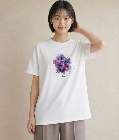 グラフィックTシャツ レディース パンジー 花 花柄 イラスト シンプル 母娘コーデ 自分用 白T