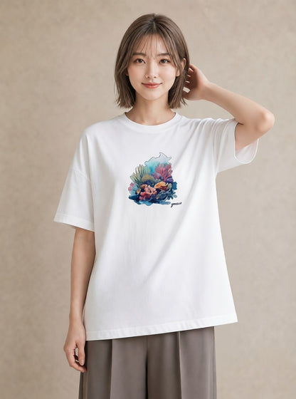 半袖Tシャツ レディース カクレクマノミ 海の生き物 海 イラスト フェミニン レイヤード 友達ギフト 白T