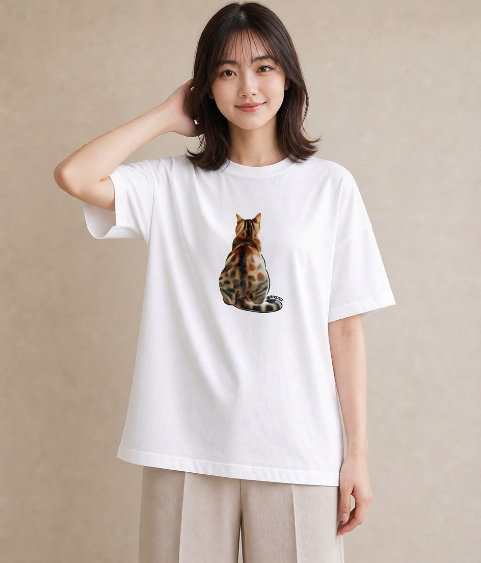 プリントTシャツ レディース 猫 ねこ イラスト ミニマル 週末コーデ 敬老の日 白T
