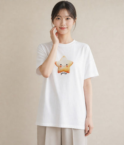 半袖Tシャツ レディース 流れ星 星空 宇宙 イラスト きれいめカジュアル 旅行 母娘コーデ 白T