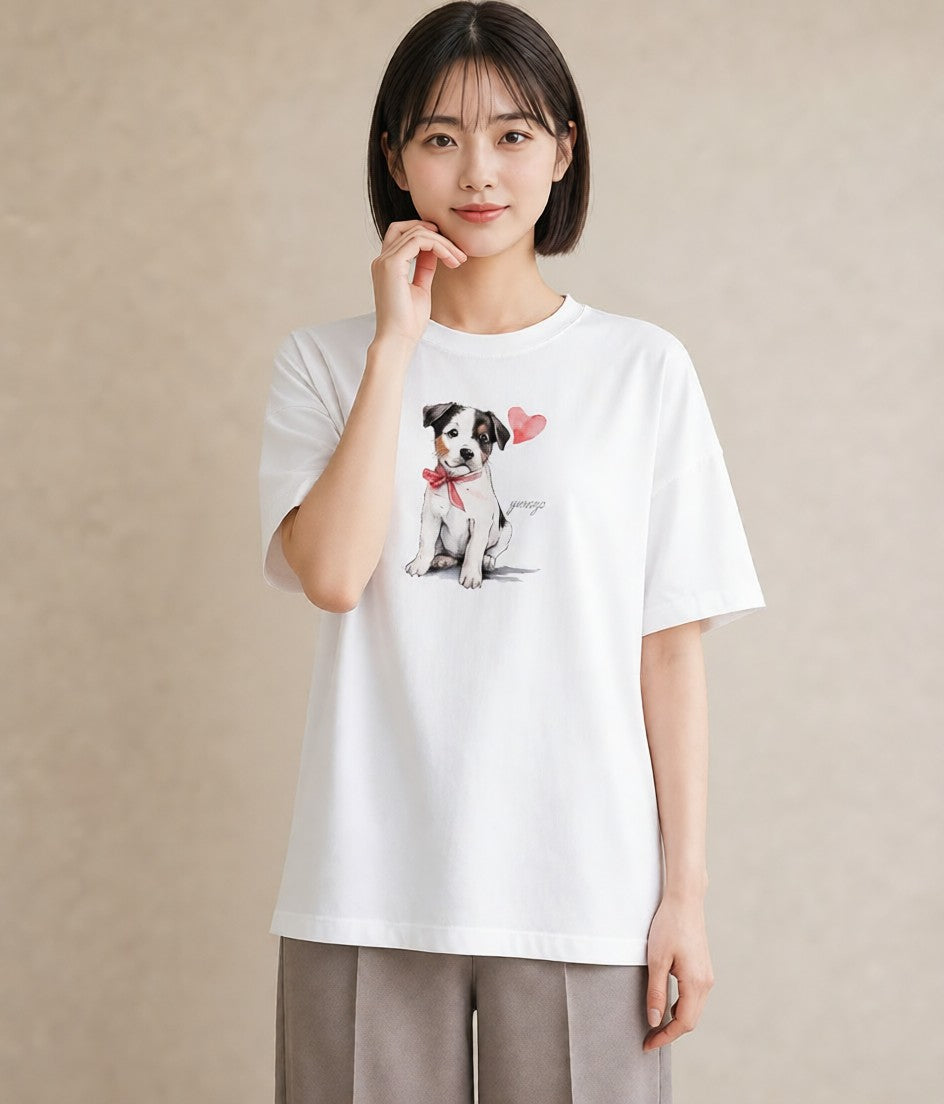 プリントTシャツ レディース 愛犬 犬 いぬ イラスト ゆるかわ 自分用 ルームウェア 白T