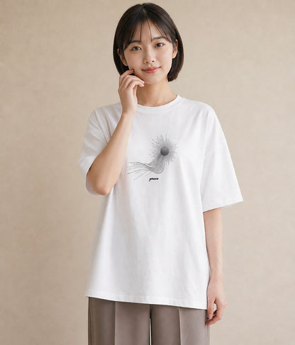 半袖Tシャツ レディース 海 リゾート 夏 イラスト ラフカジュアル カフェ服 クリスマス 白T