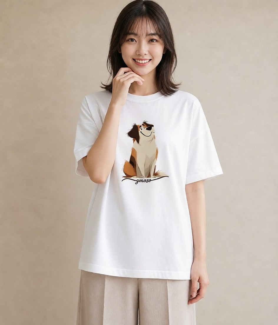デザインTシャツ レディース 犬 いぬ イラスト モード 敬老の日 ホワイトデー 白T
