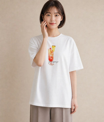 プリントTシャツ レディース パイナップル 食べ物 フード イラスト ポップ 週末コーデ 敬老の日 白T