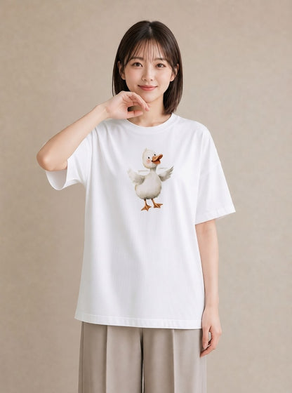 グラフィックTシャツ レディース ひよこ 動物 アニマル イラスト レトロ カジュアルコーデ 買い物 白T