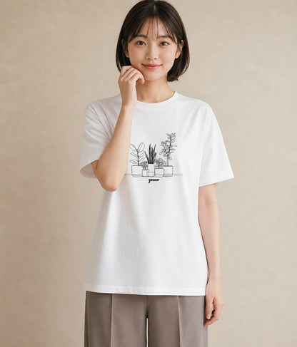 グラフィックTシャツ レディース 夕暮れ バルコニー 夕焼け ナチュラル アンティーク イラスト カジュアル 買い物 夏コーデ 白T