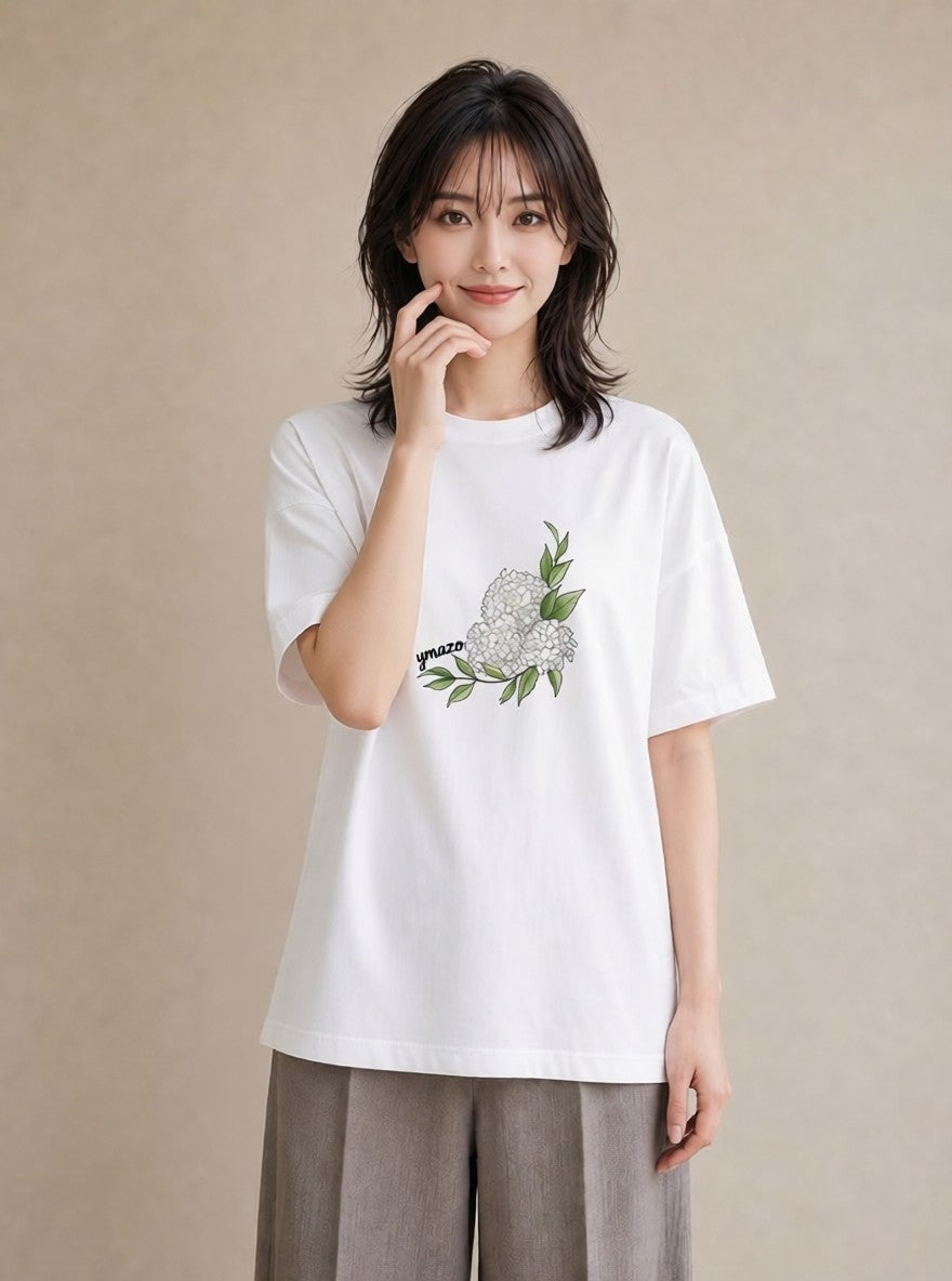 グラフィックTシャツ レディース ポスト 野の花 レトロ ナチュラル アンティーク イラスト 抜け感 女性 旅行用 白T