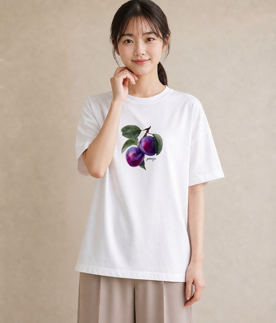 デザインTシャツ レディース 木の実 植物 ボタニカル イラスト レトロ 20代 カジュアルコーデ 白T