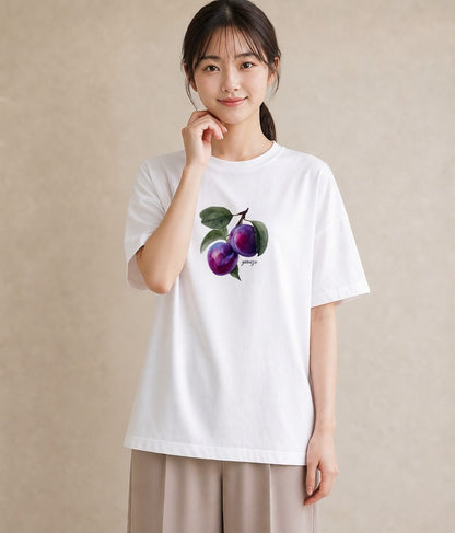 デザインTシャツ レディース 木の実 植物 ボタニカル イラスト レトロ 20代 カジュアルコーデ 白T