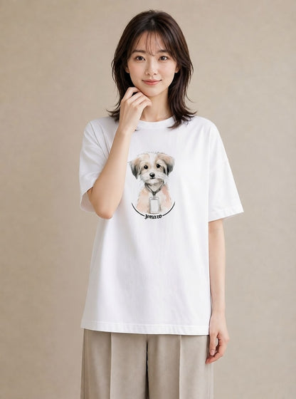 プリントTシャツ レディース ミックス犬 犬 いぬ イラスト きれいめカジュアル 通学 誕生日プレゼント 白T