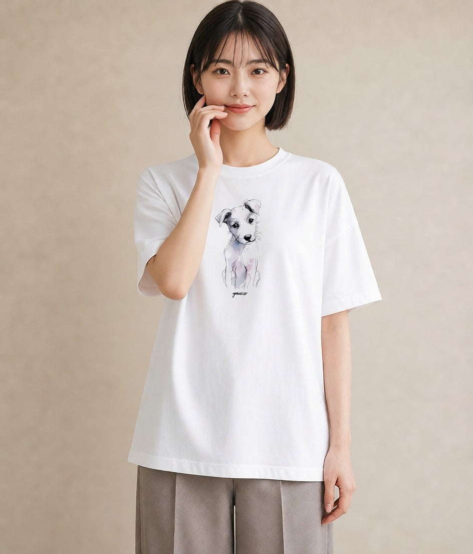 プリントTシャツ レディース 子犬 犬 いぬ イラスト シック 秋コーデ おしゃれギフト 白T