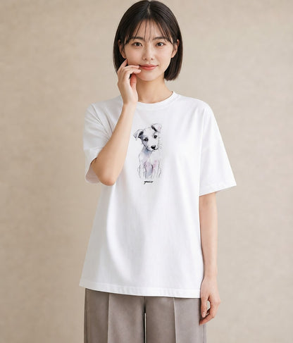 プリントTシャツ レディース 子犬 犬 いぬ イラスト シック 秋コーデ おしゃれギフト 白T