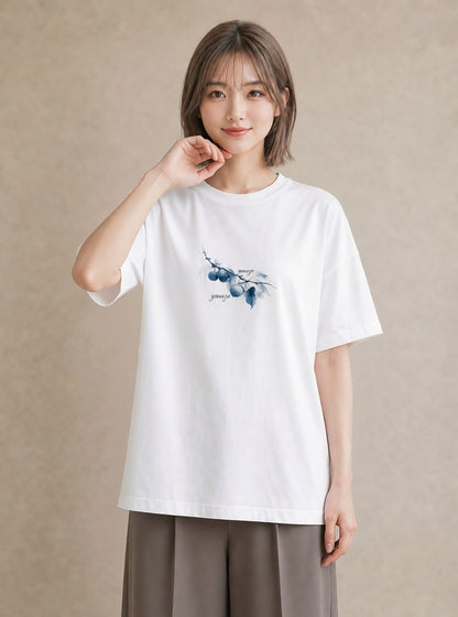 グラフィックTシャツ レディース 雨上がりのベンチ ベンチ ナチュラル アンティーク イラスト カフェコーデ 買い物 夏コーデ 白T