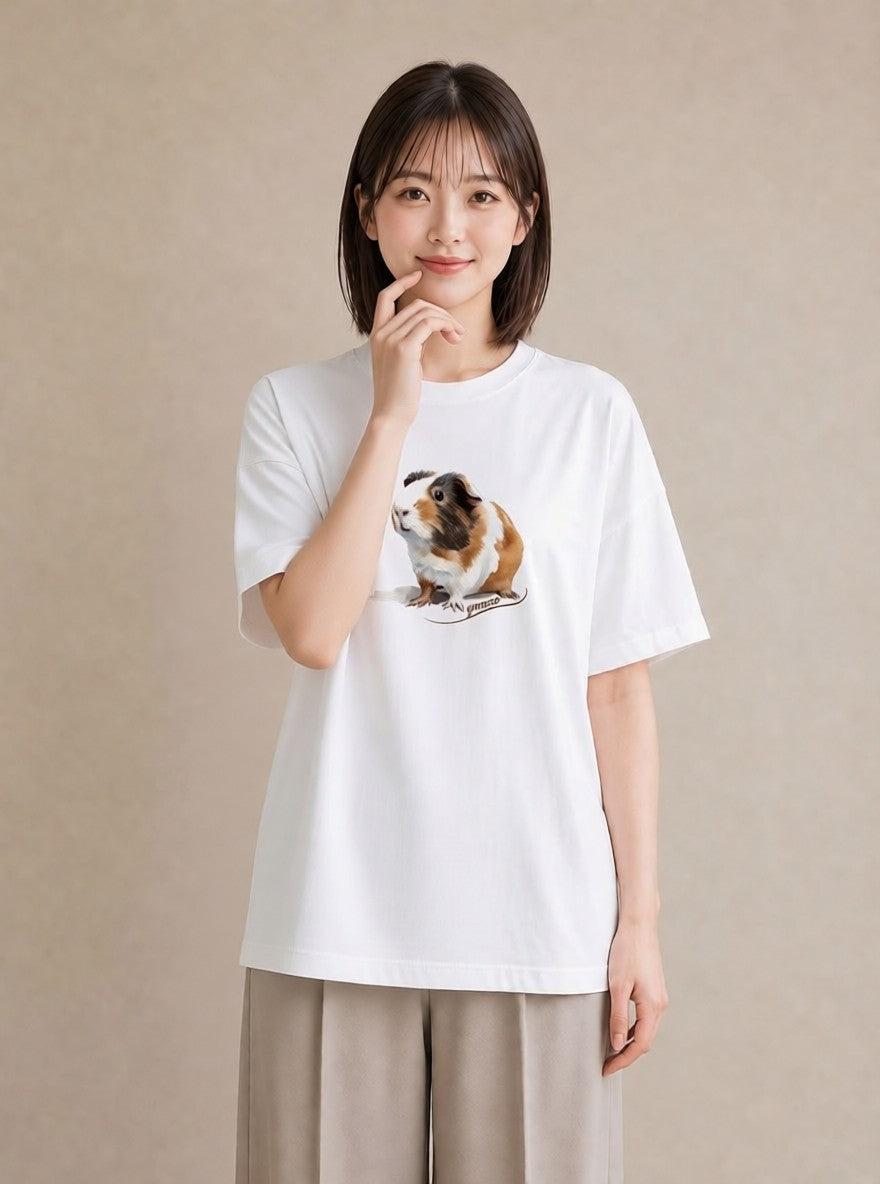 Tシャツ レディース ゴールデンハムスター ペット 動物 イラスト 線画 ルームウェア ギフト 白T