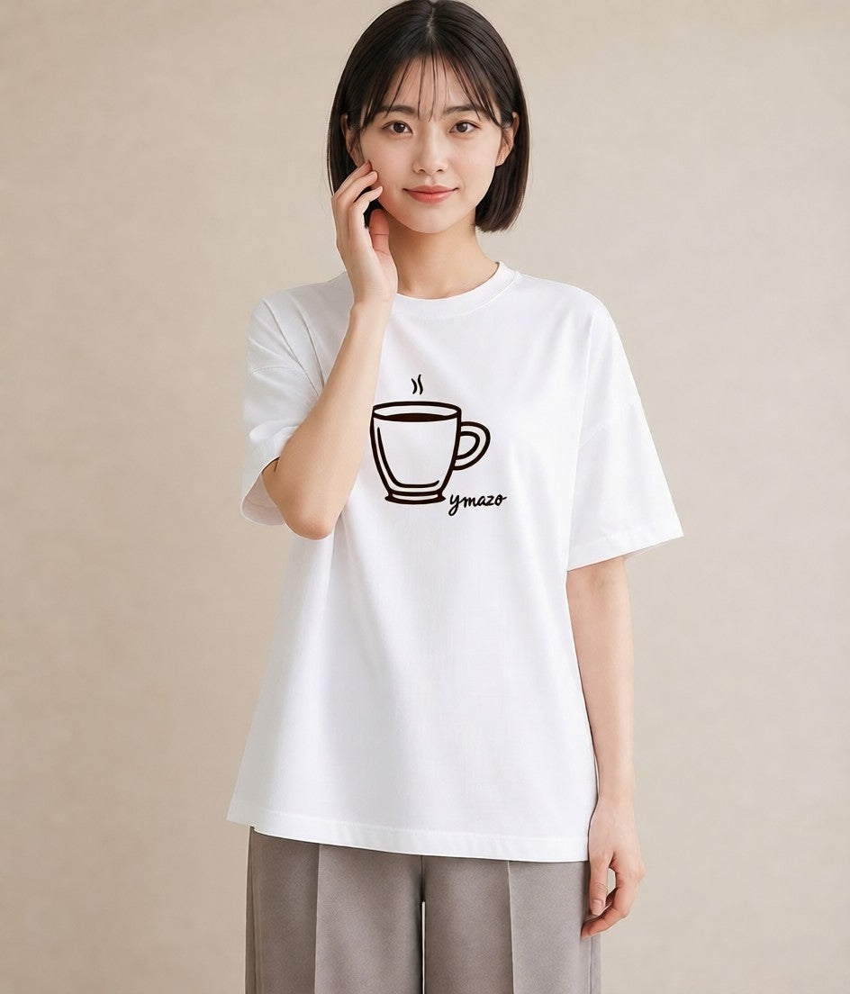 プリントTシャツ レディース コーヒー カフェ 珈琲 イラスト ラフカジュアル 親子 20代 白T