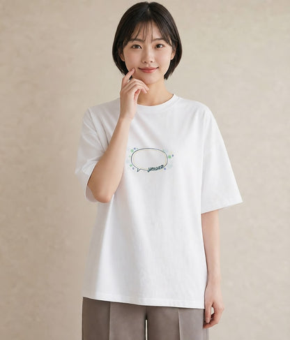 グラフィックTシャツ レディース 紙風船 和紙 ナチュラル アンティーク イラスト ミニマル 部屋着 女性向けギフト 白T