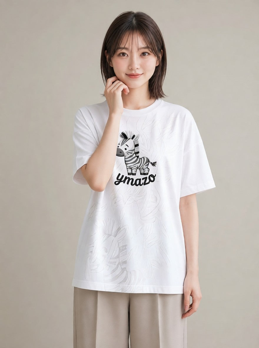 デザインTシャツ レディース しまうま 動物 アニマル イラスト レトロ 秋コーデ おしゃれギフト 白T