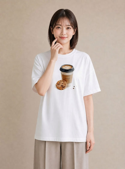 プリントTシャツ レディース エスプレッソ 食べ物 フード イラスト ゆるコーデ おしゃれギフト 社会人 白T
