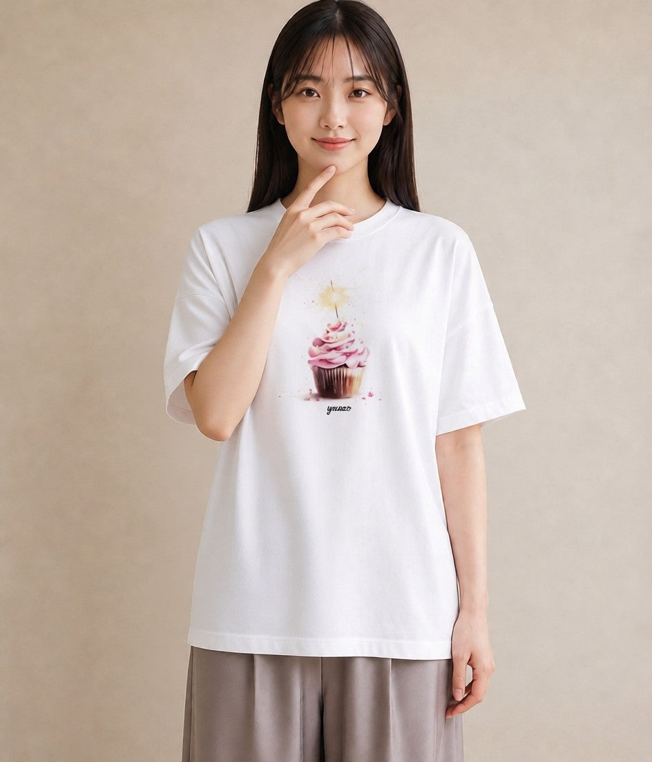 デザインTシャツ レディース マフィン 食べ物 フード イラスト カフェコーデ 女性向けギフト 散歩 白T