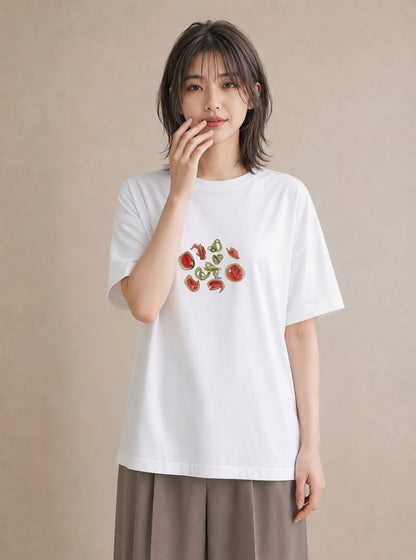 グラフィックTシャツ レディース すいか 食べ物 フード イラスト きれいめカジュアル 通学 誕生日プレゼント 白T