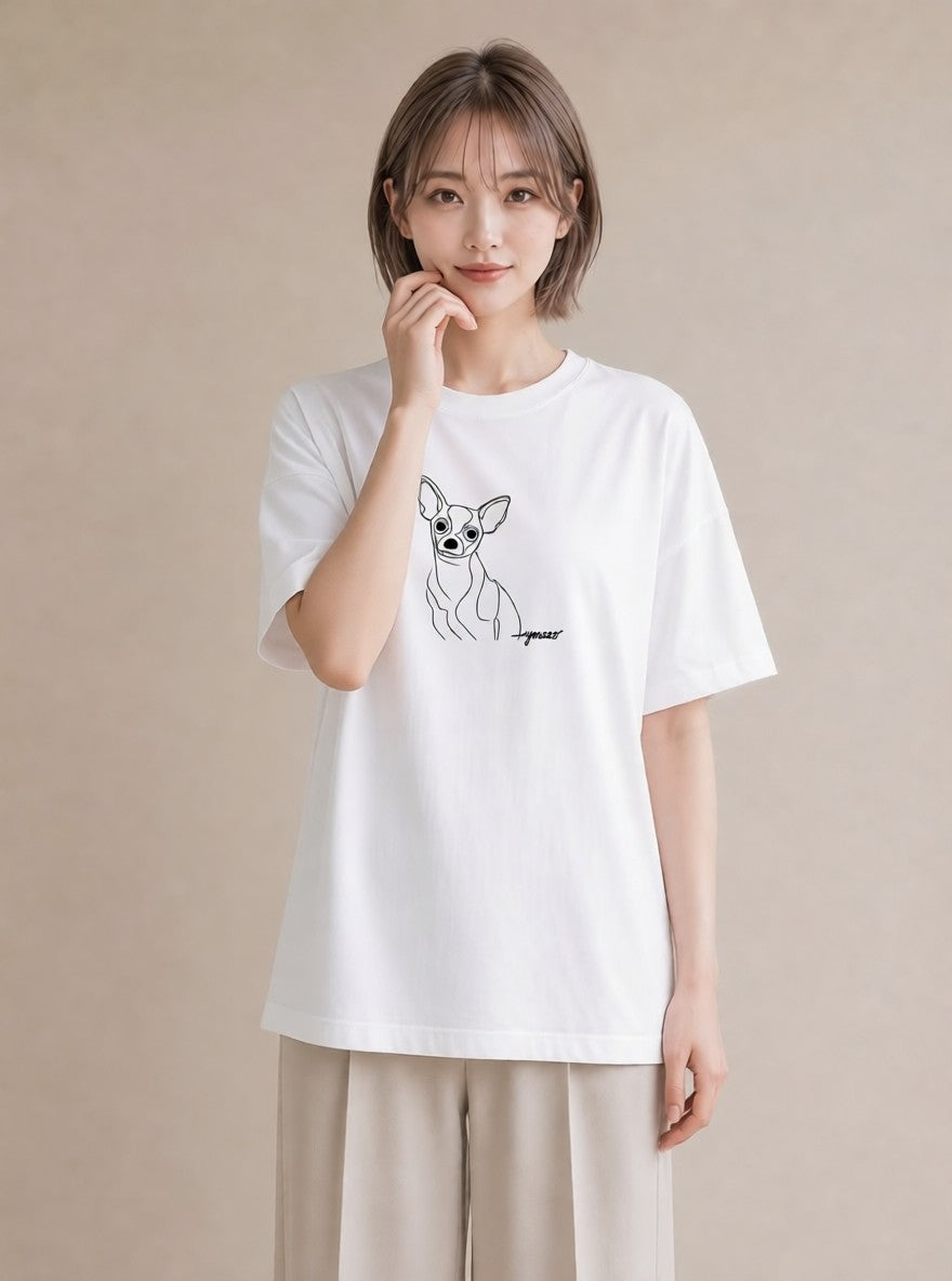 グラフィックTシャツ レディース 犬 いぬ わんこ イラスト 普段使い 社会人 女性 白T