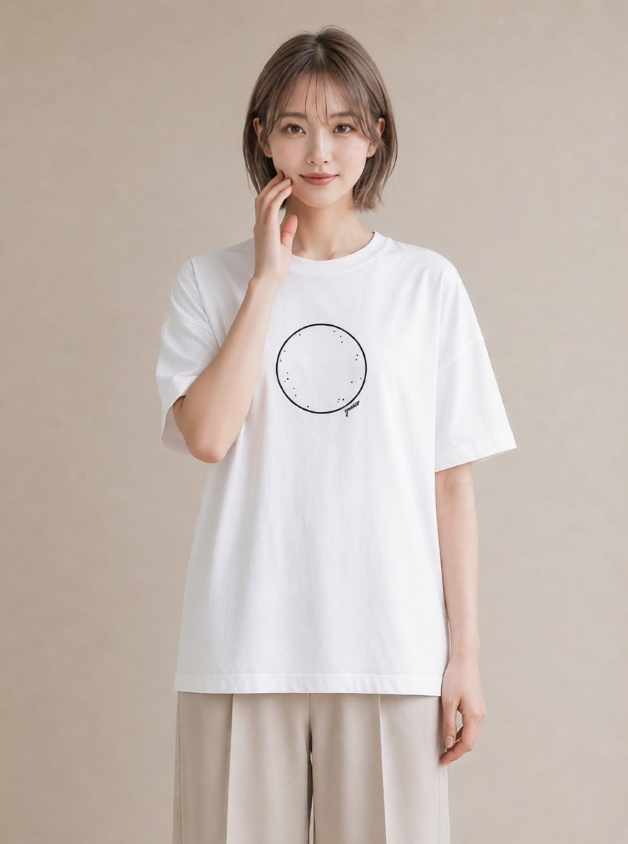 半袖Tシャツ レディース 幾何学 ミニマル ジオメトリック イラスト ゆるコーデ 友達ギフト 部屋着 白T