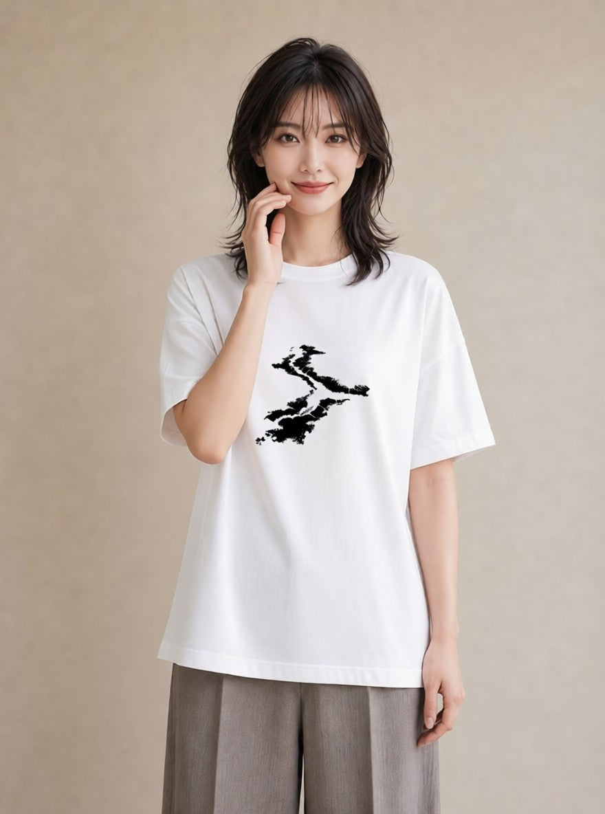 Tシャツ レディース 桟橋 水辺 波止場 ナチュラル アンティーク イラスト ミニマル ルームウェア ギフト 白T
