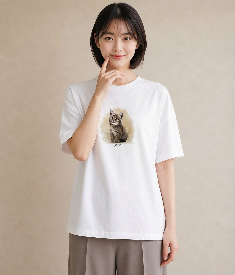 Tシャツ レディース ベンガル 猫 ねこ イラスト カフェコーデ カジュアルコーデ 買い物 白T