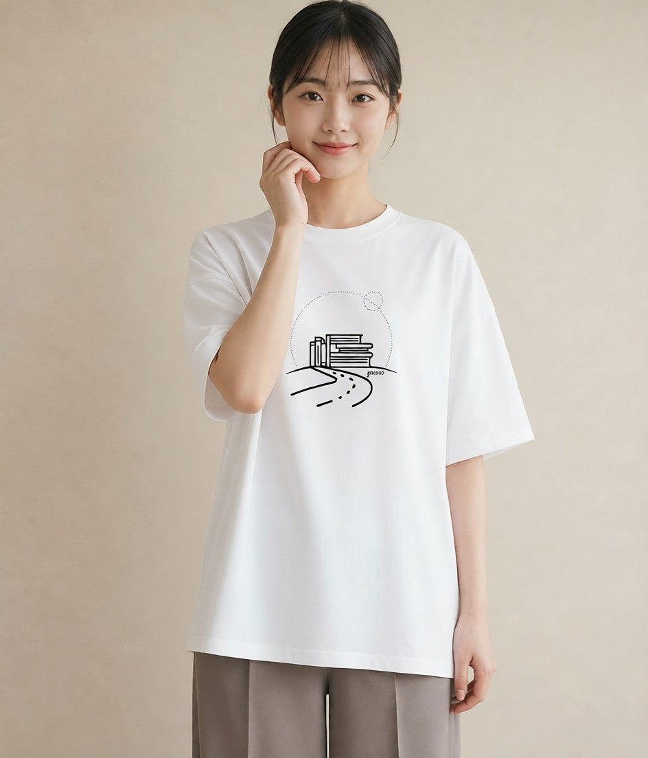 デザインTシャツ レディース 本 読書 ブック イラスト ガーリー レイヤード 友達ギフト 白T